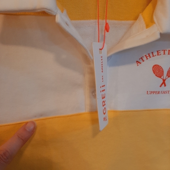 The Greii Shirt Womens Small White Yellow Tenniscore Preppy Sporty Retro Tee NEW - Picture 8 of 8